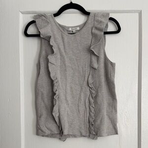 Madewell Light Gray Ruffle-Front Sleeveless Tank